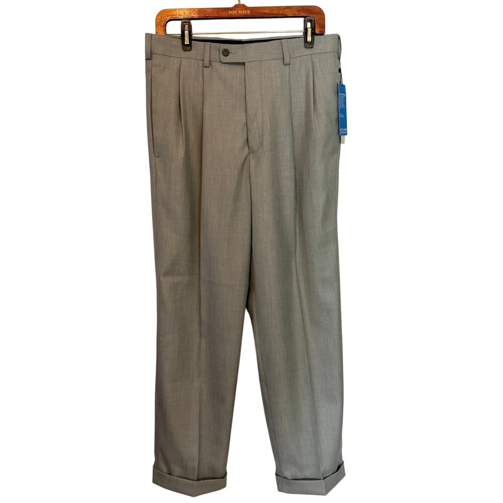 NWT Men's Perry Ellis Portfolio Neo-Luxe Gray Cuffed Dress Pants Size 32/30